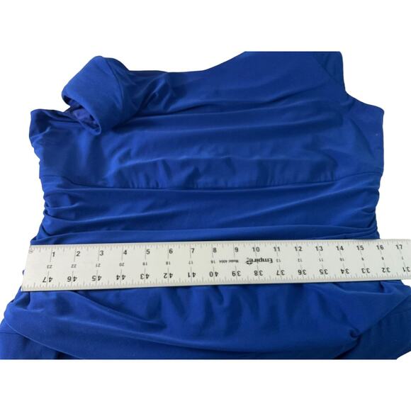 Nine West Women's 16 Blue Dress Sleeveless Draped Waist Knee Length - Picture 5 of 8